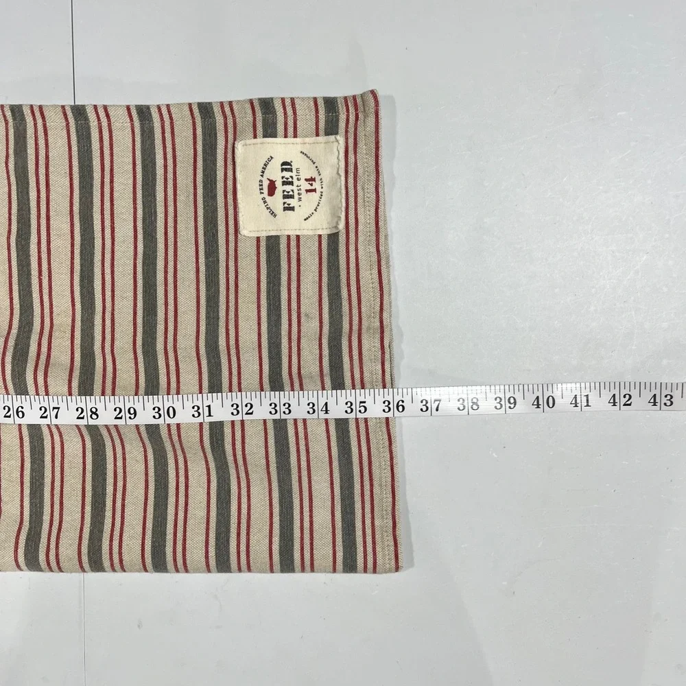 FEED West Elm Striped Canvas Apron Cotton Wool Blend Made in USA Kitchen Cottage